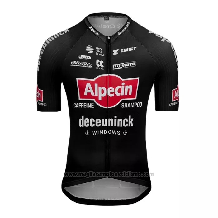 2022 Abbigliamento Ciclismo Alpecin Deceuninck Nero Manica Corta e Salopette